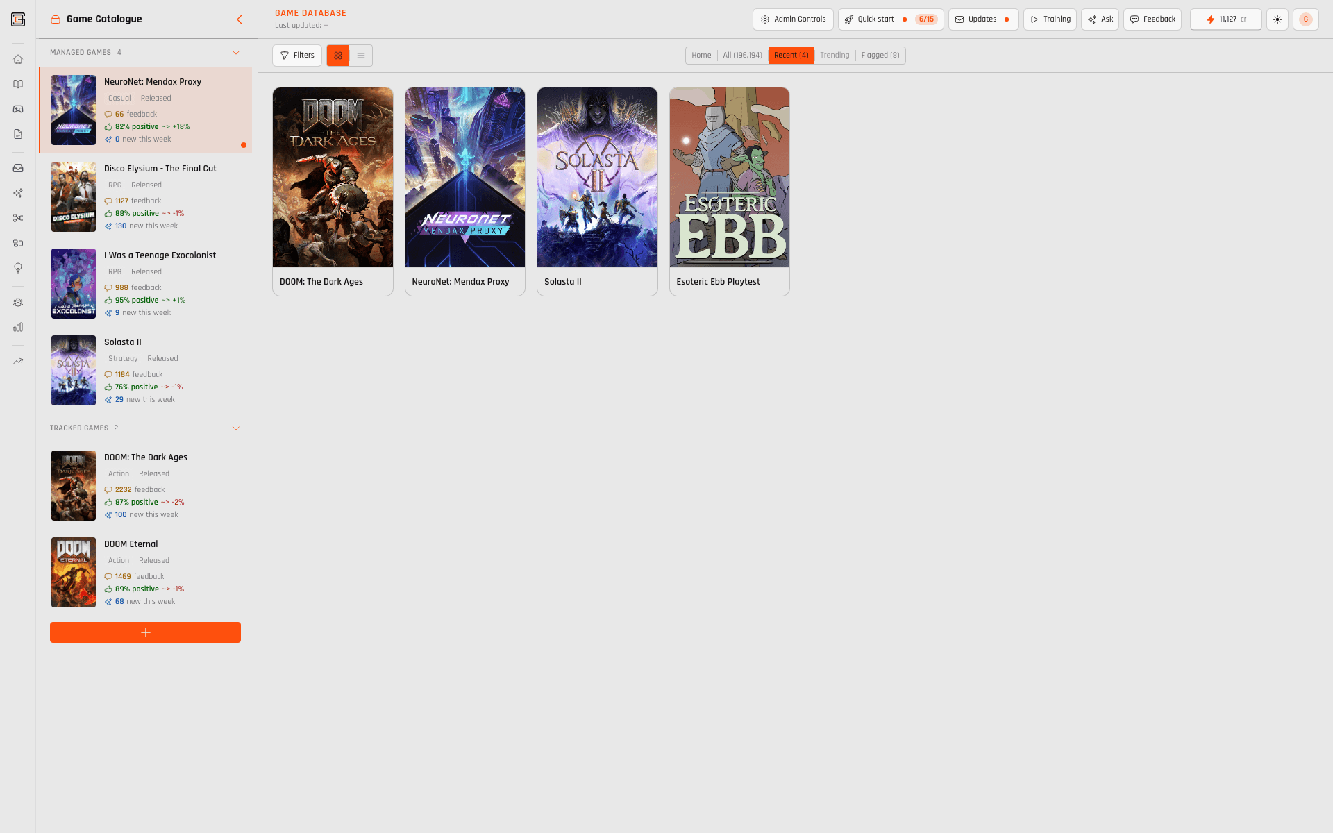 CoreDatabase · Game Database — IF THE CATALOGUE — LIES, EVERYTHING ELSE DOES. — Quick Analyze from the database