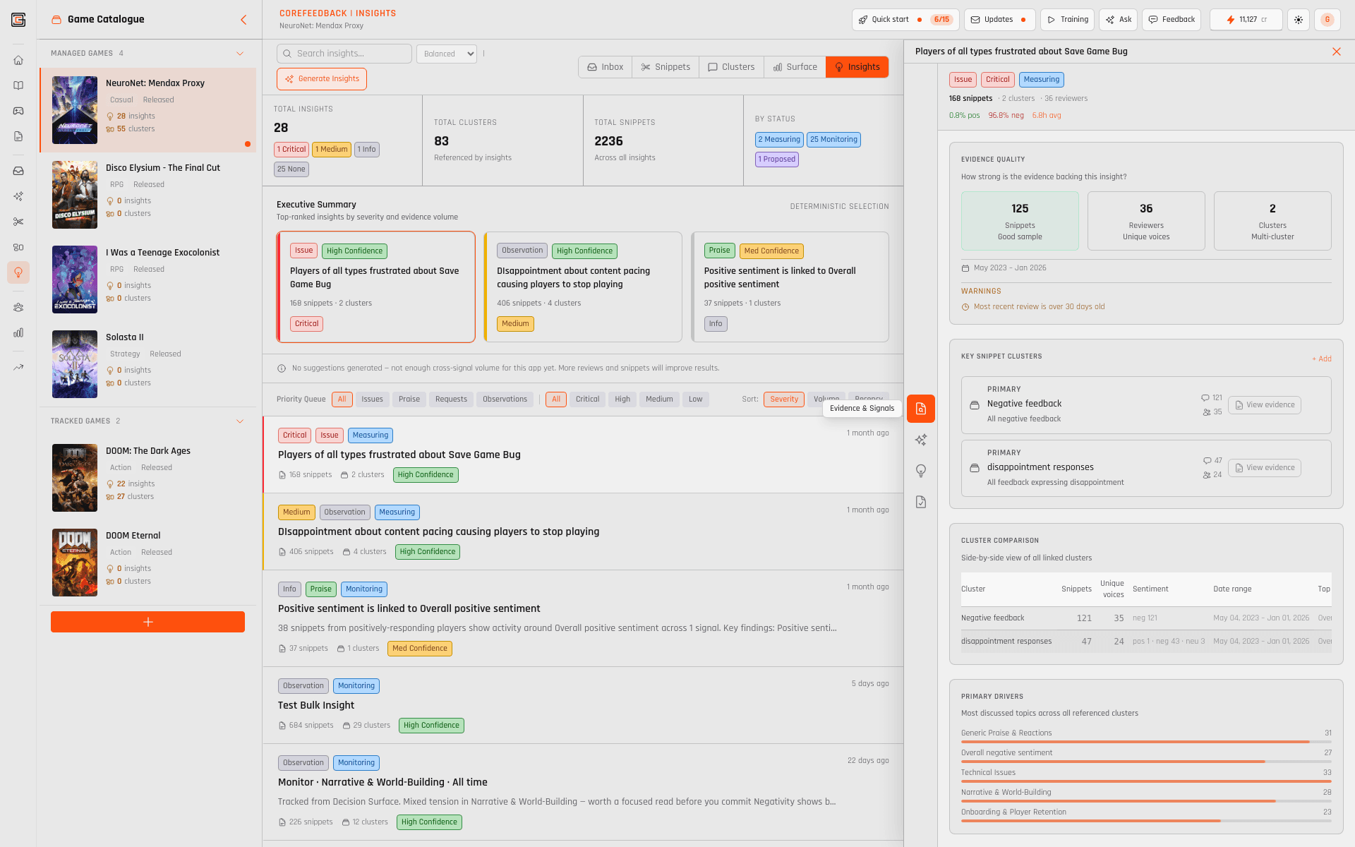 How GameDataCore compounds — CONFIDENCE, NOT ANSWERS